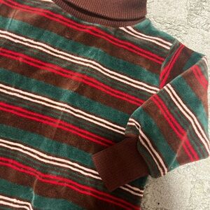 Vintage 90s healthtex Brown, Green and Red Striped Turtleneck Sweater